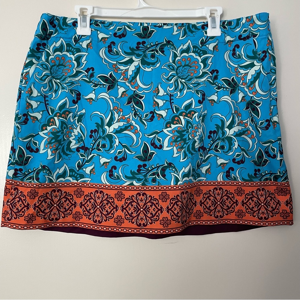 Lady Hagen‎ Turquoise and Coral Patterned Skort, size 14